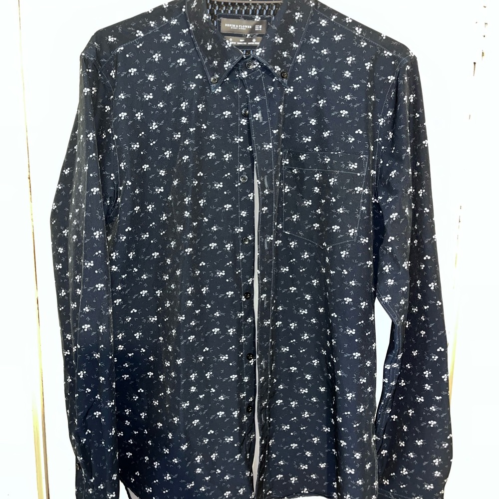 Denim & Flower Dark Blue Floral Shirt